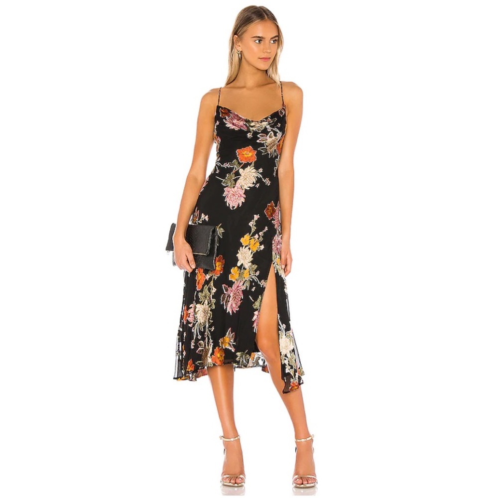 ASTR the Label Gaia Floral Print Dress Black